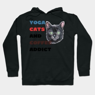 Yoga cats and coffee addict funny quote for yogi Hoodie